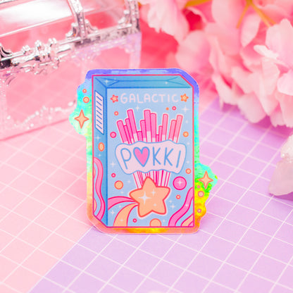 Cosmic Snacks - Galactic Pokki Box - holographic vinyl sticker