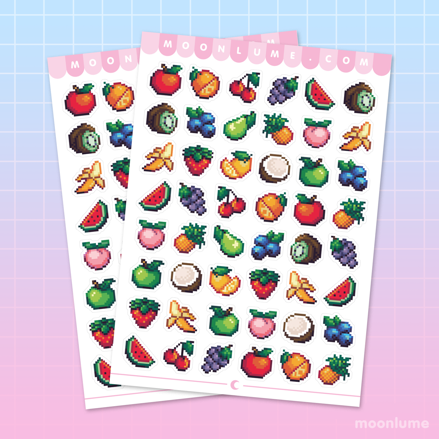 Pixel Fruit - matte vinyl sticker sheet
