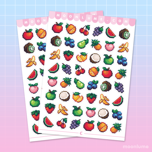 Pixel Fruit - matte vinyl sticker sheet