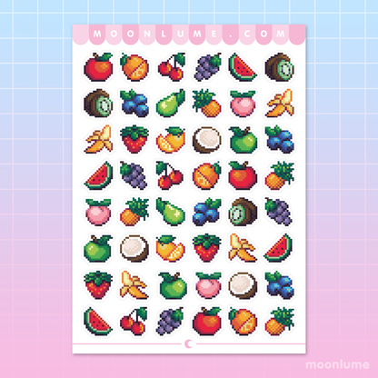 Pixel Fruit - matte vinyl sticker sheet