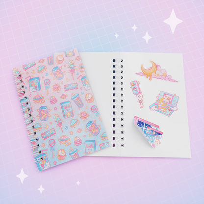 Re-usable sticker collecting book - Cosmic Snacks (A6)