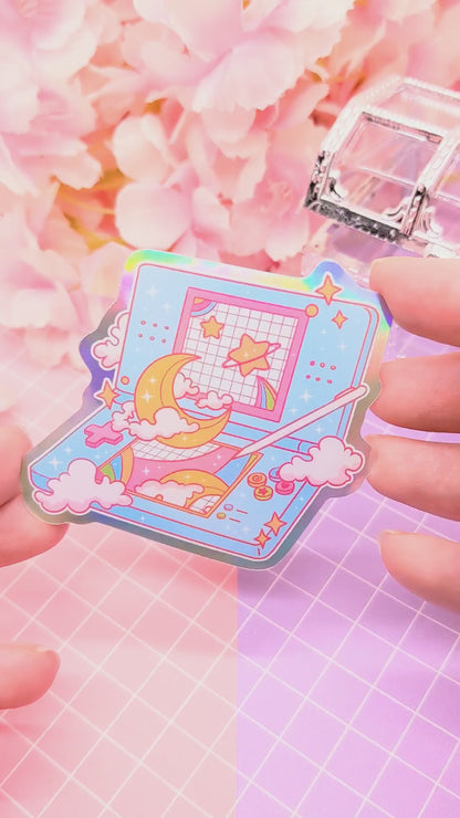 Retro Console DSMoonLite - holographic vinyl sticker