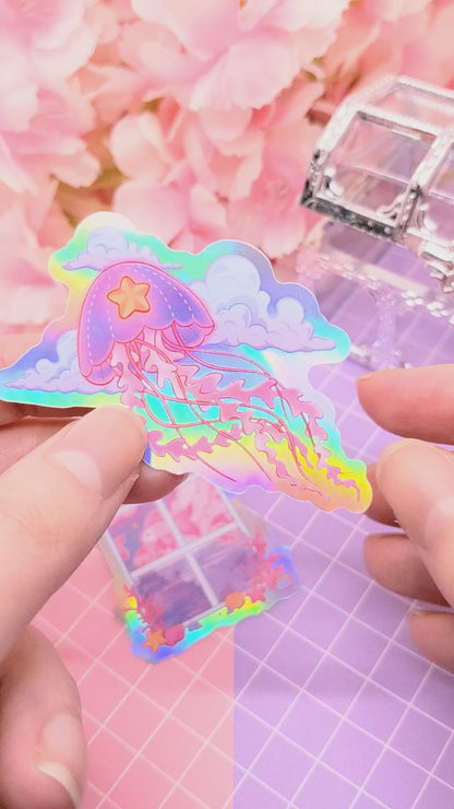 Cosmic Ocean Window - holographic vinyl sticker
