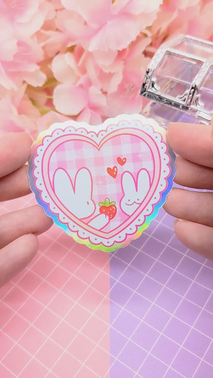 LOVECORE - Dorky Lovely Silly Bunny - holographic vinyl sticker