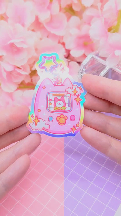 CaTamagotchi - holographic vinyl sticker