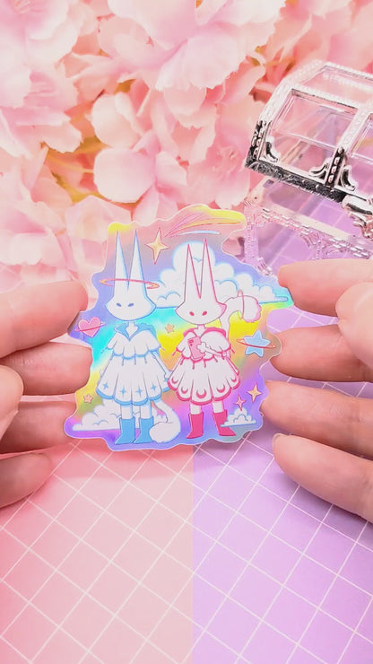 Cosmic Cat Dreamers - holographic vinyl sticker