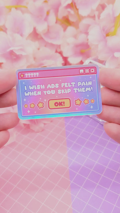 Cat "MY BACK HURTS" holographic vinyl sticker