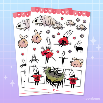 Hollow Knight Silksong - matte vinyl sticker sheet - Hornet and friends