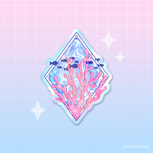 Ocean Coral Emblem - holographic vinyl sticker