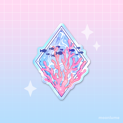 Ocean Coral Emblem - holographic vinyl sticker