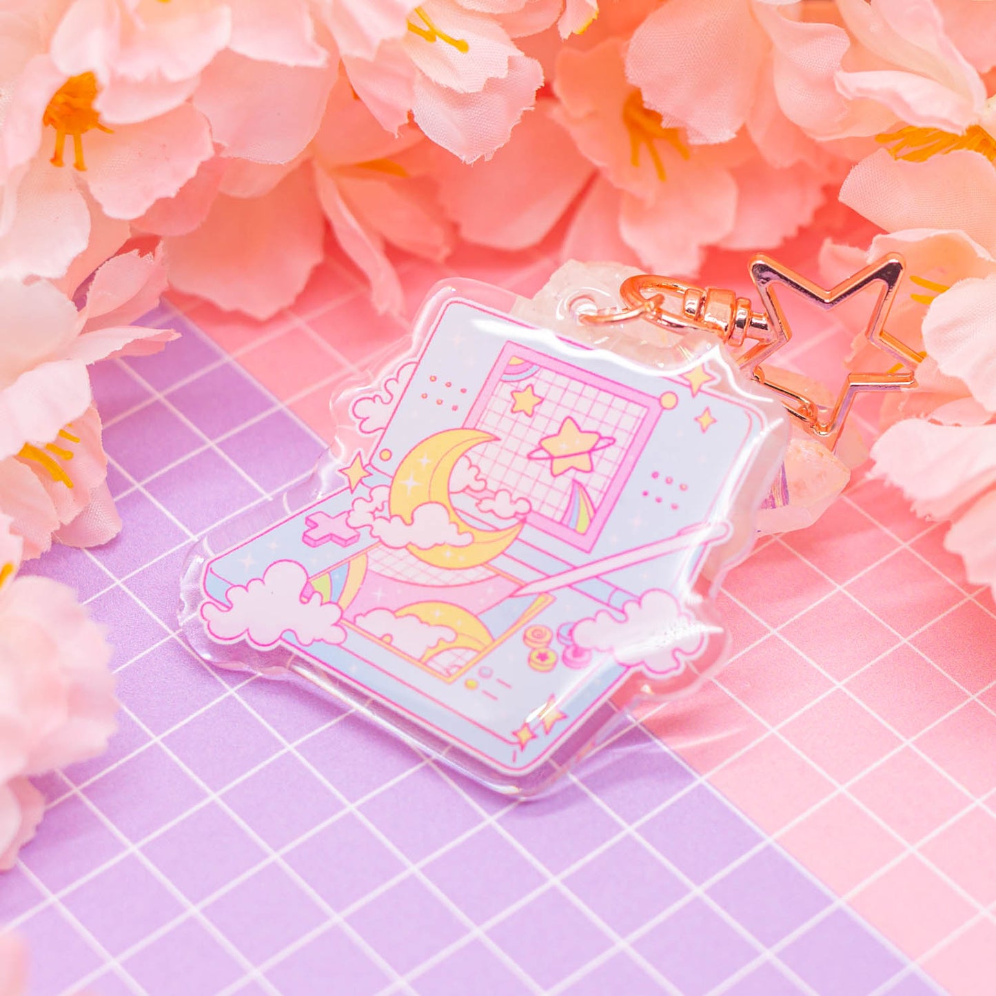 Retro Dreams - DS Moon Lite acrylic charm / keychain