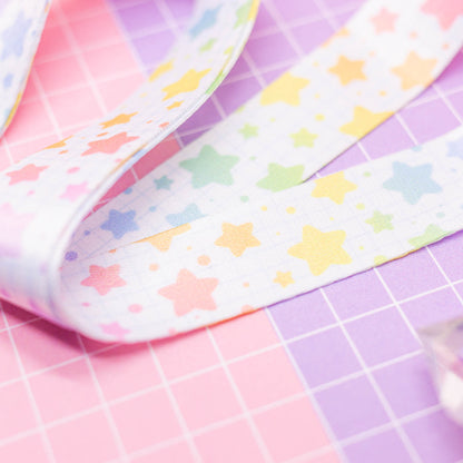 Rainbow Stars - colourful starry lanyard with lobster clasp