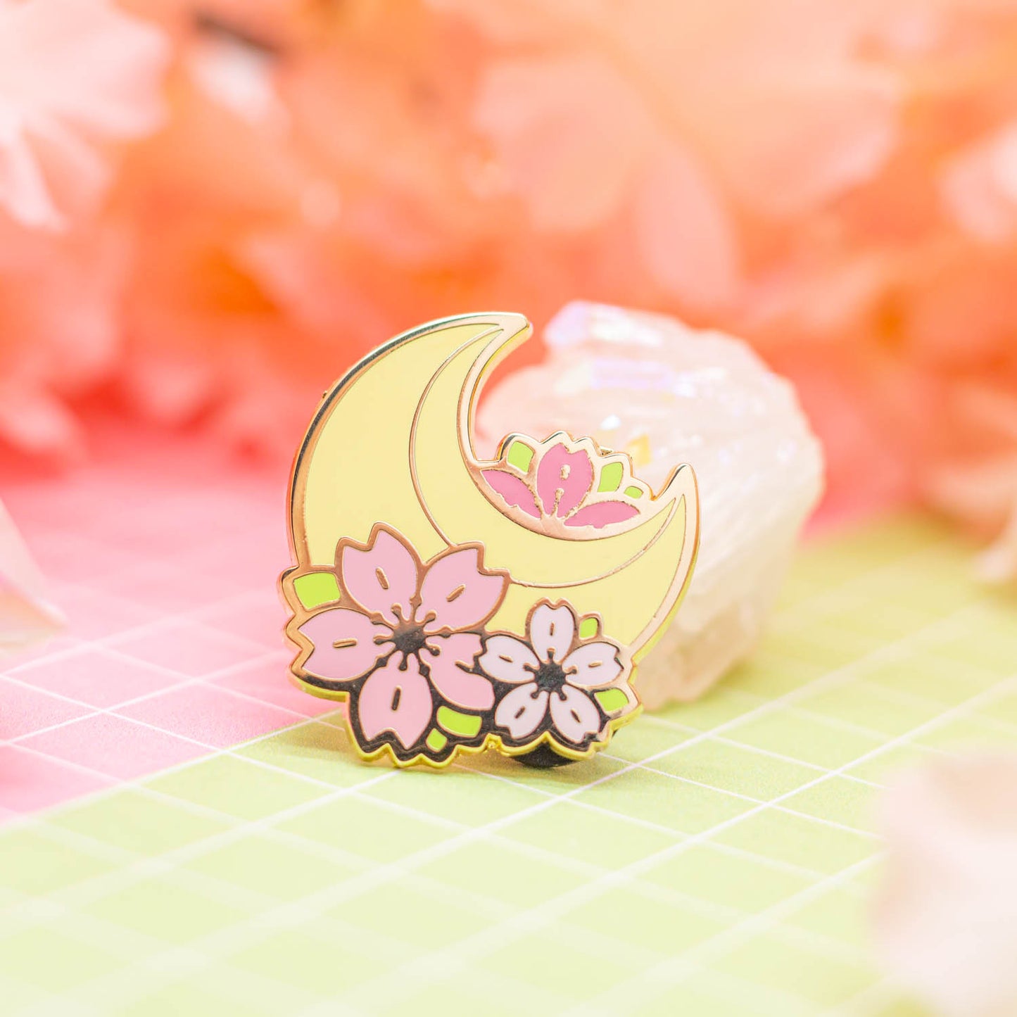 Sakura Season - cherry blossom moon enamel pin