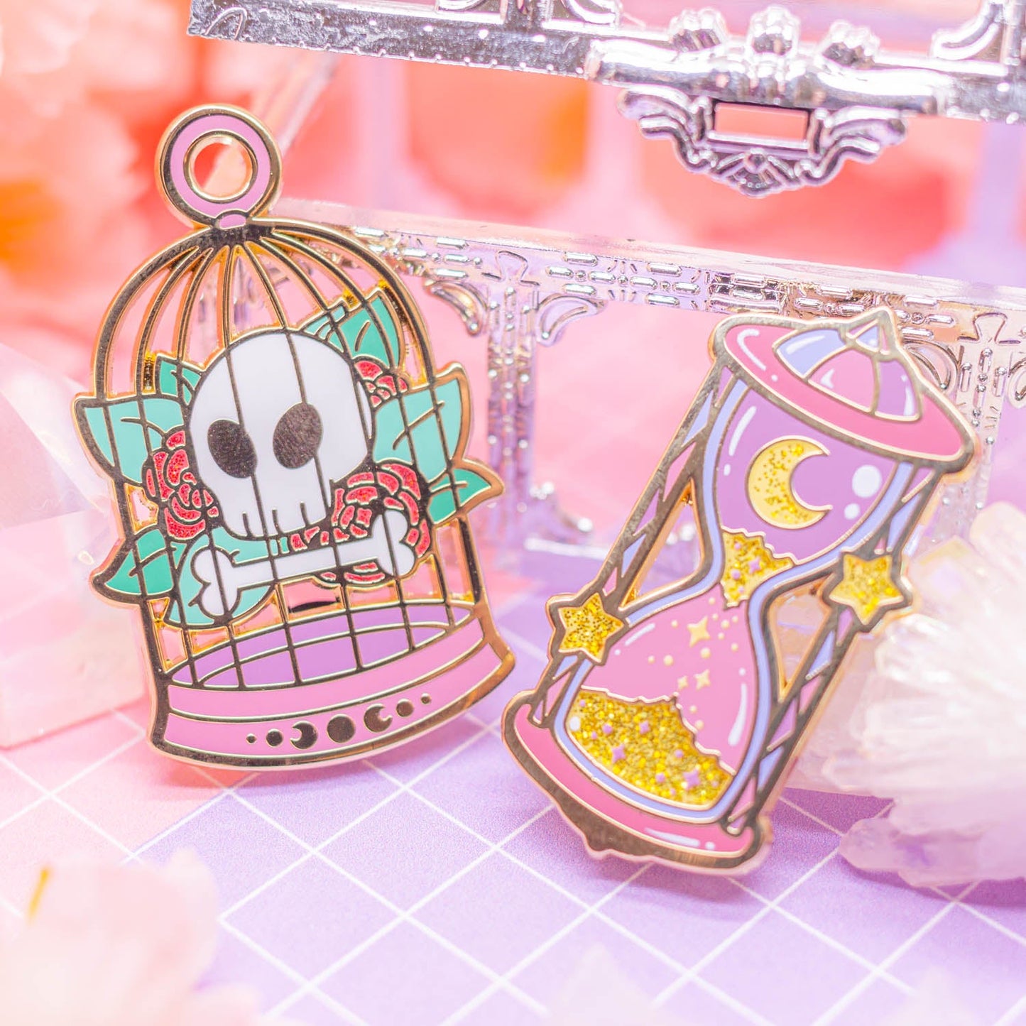 Night Market - "Bonesy, the Floral Familiar" enamel pin