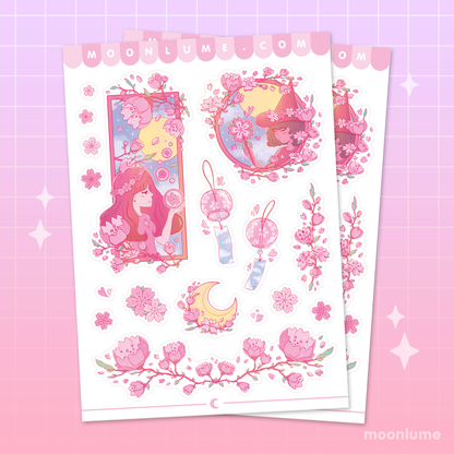 Cherry Blossom Season - Sakura Witch - matte vinyl sticker sheet