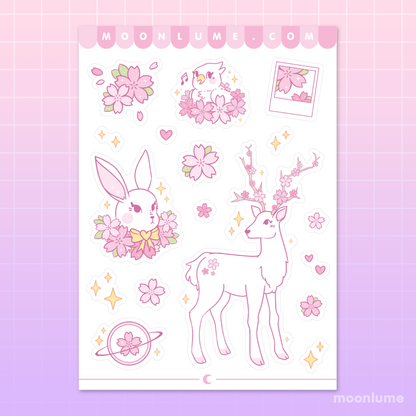 Sakura Season Animal Friends - matte vinyl sticker sheet