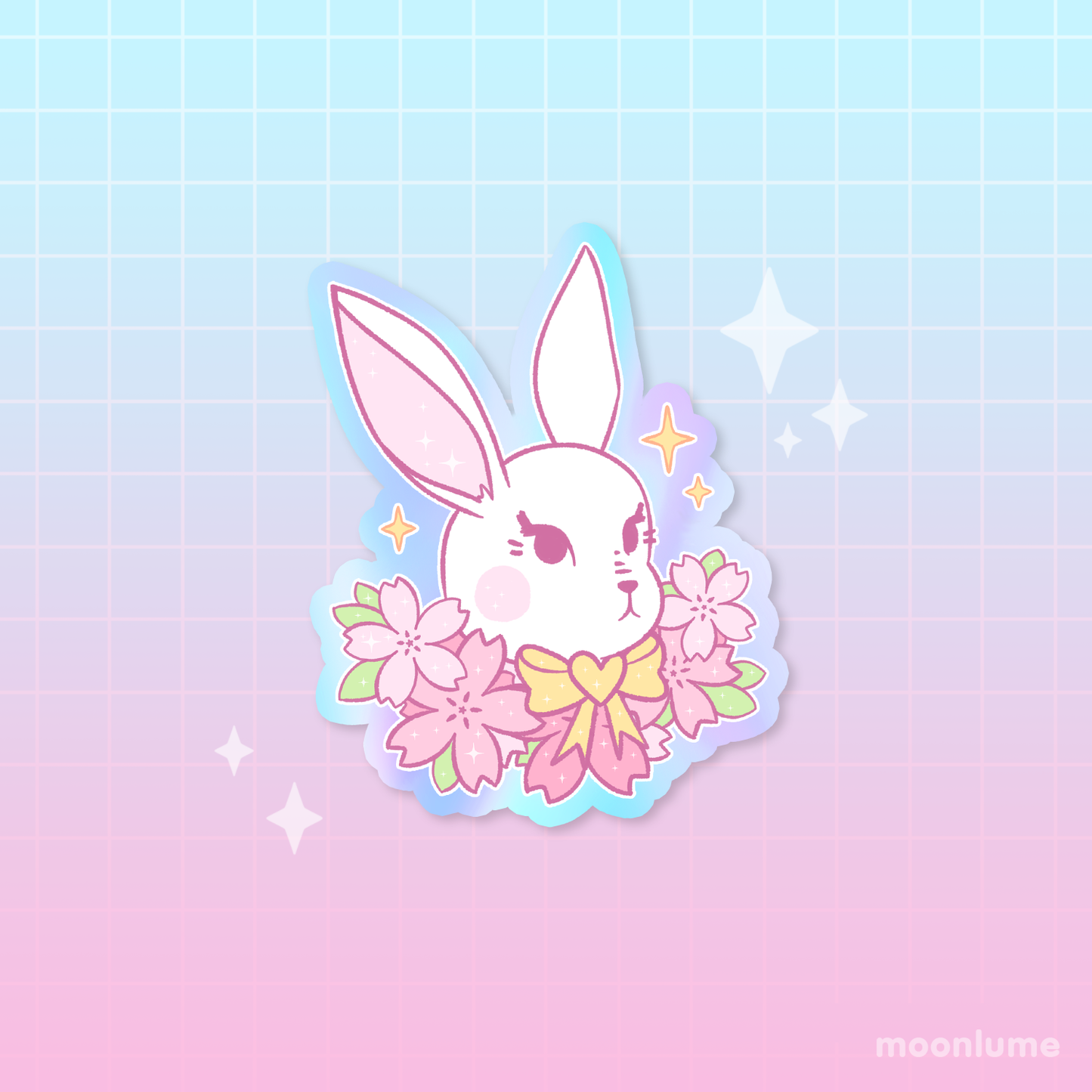 Sakura Bunny - holographic vinyl sticker