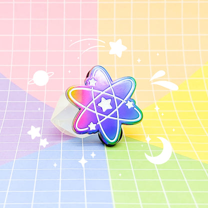 STARLUME - rainbow metal enamel pin - Atom