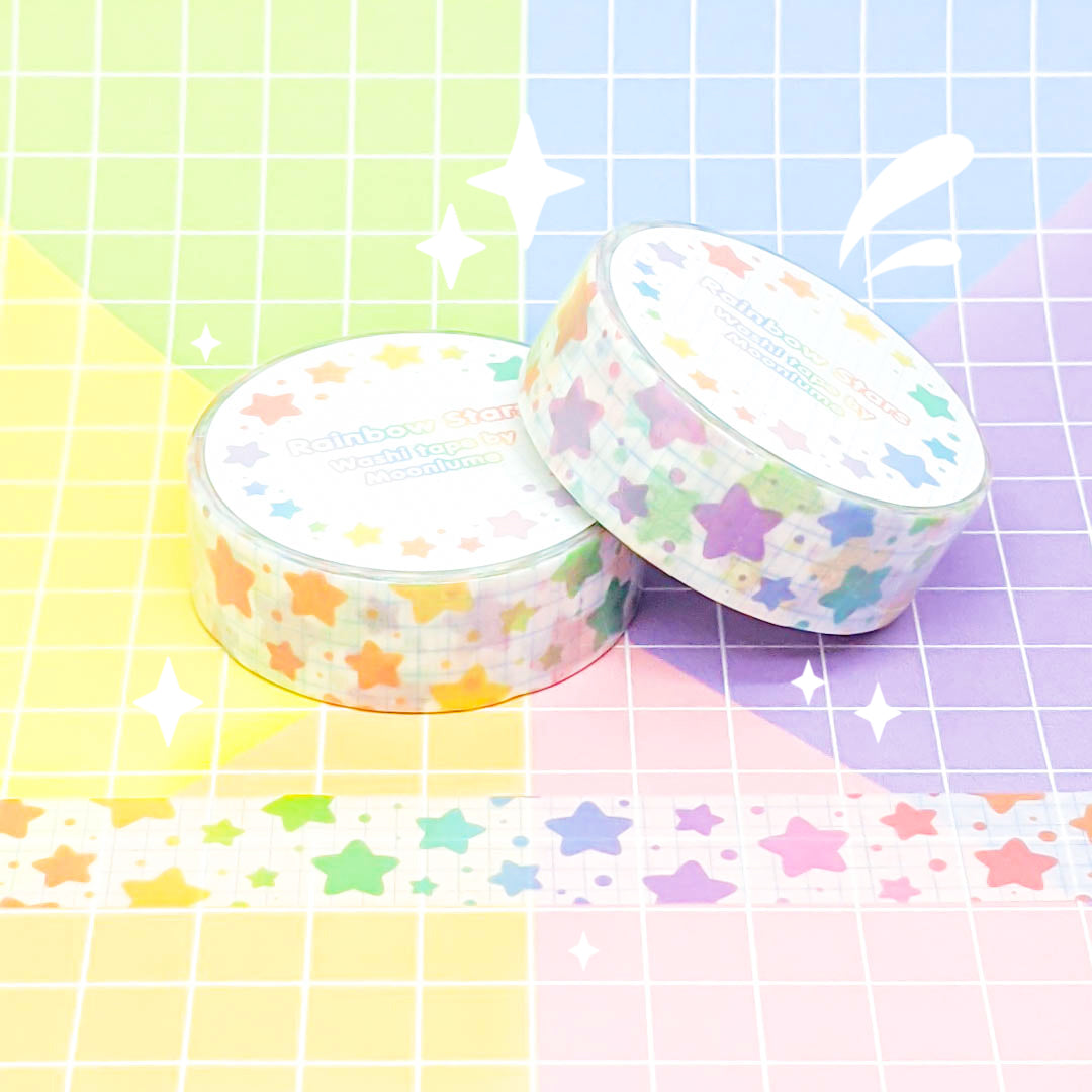 Rainbow Stars (light) - washi tape