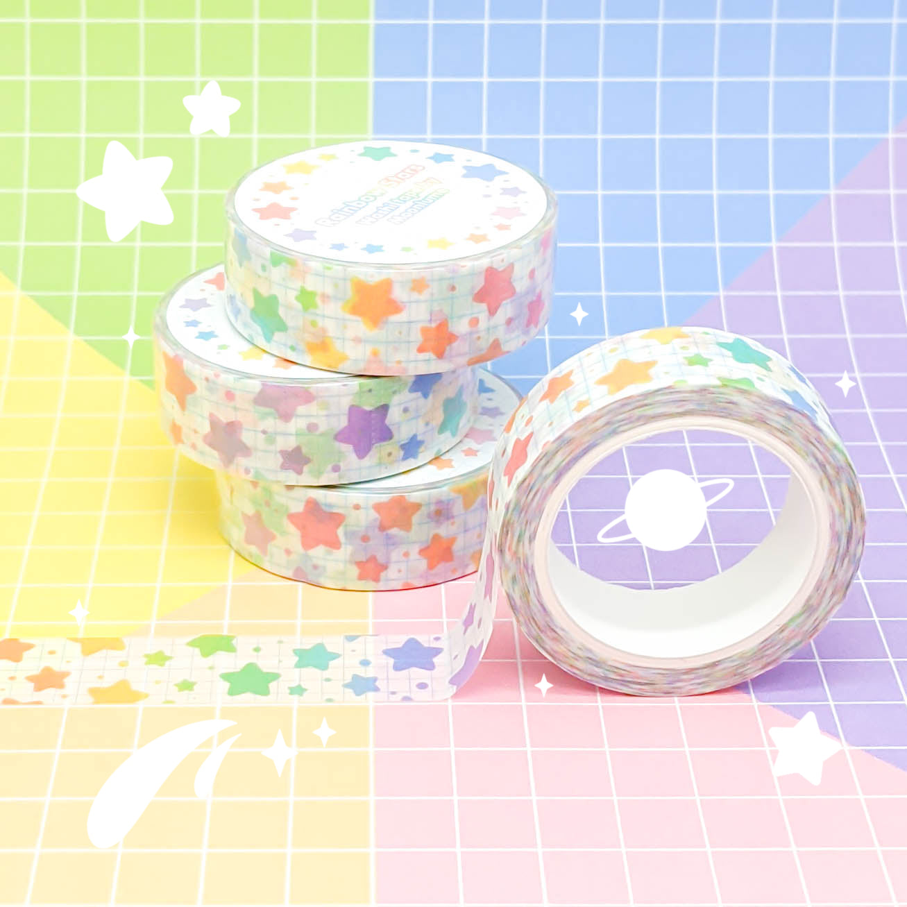 Rainbow Stars (light) - washi tape
