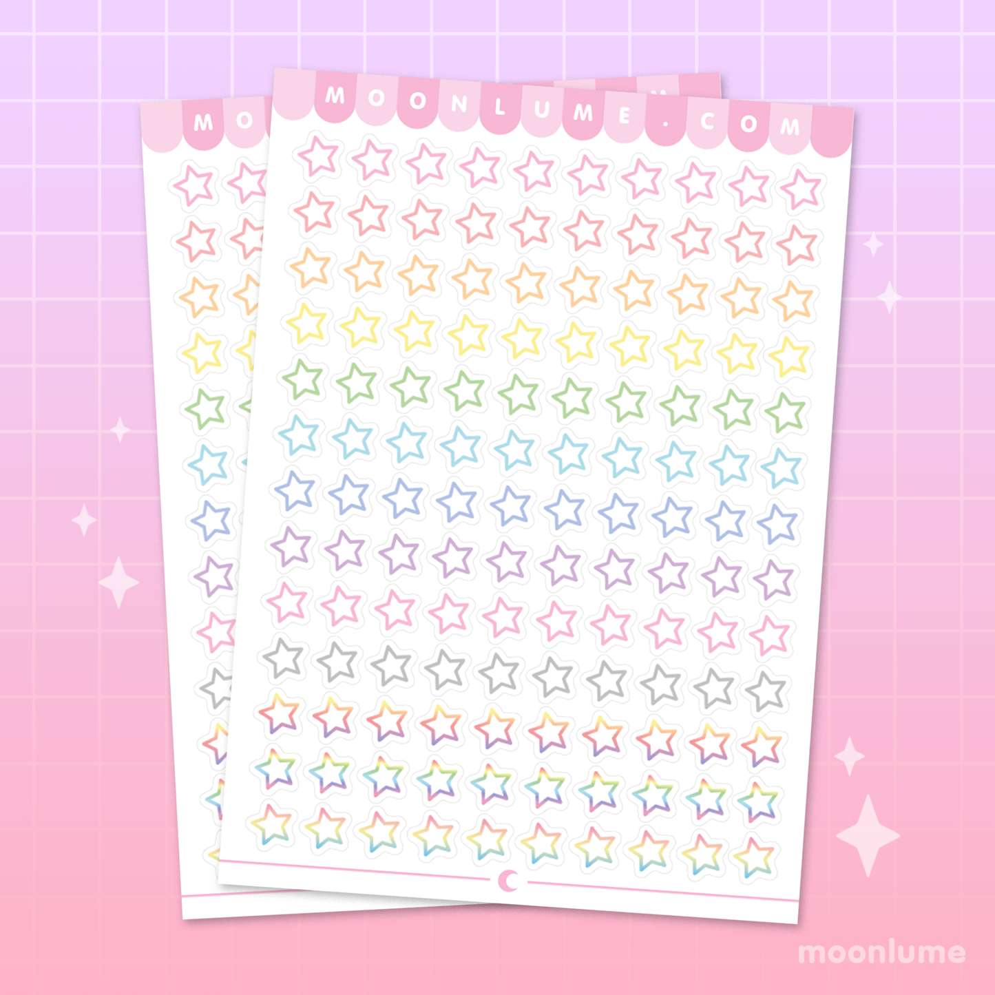 Rainbow Mini Stars stickers / labels - matte vinyl sticker sheet