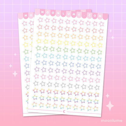 Rainbow Mini Stars stickers / labels - matte vinyl sticker sheet